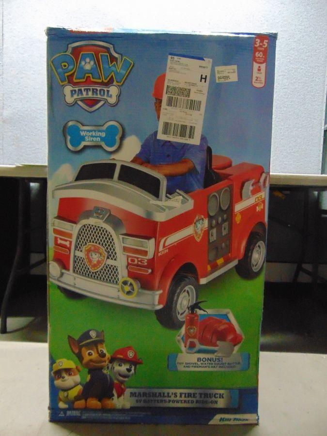 paw patrol fire truck 6 volt powered ride on toy