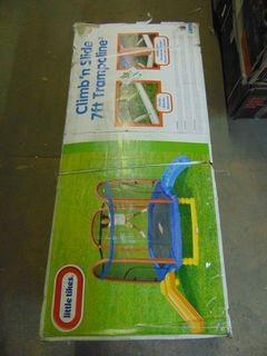 little tikes 7 foot climb n slide trampoline with enclosure