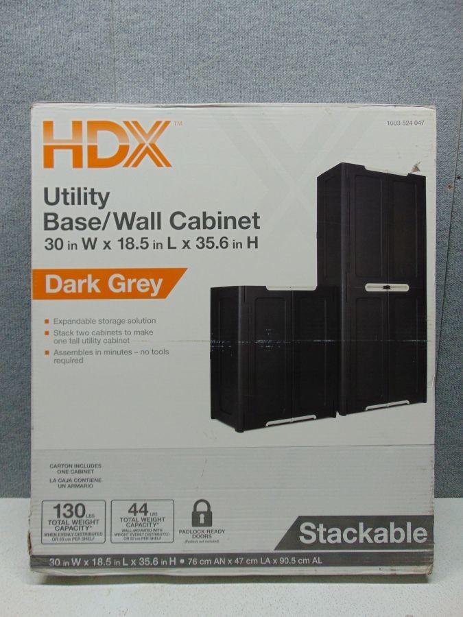 Hdx 36 In H X 30 In W X 19 In D Stackable Utility Base Wall Freestanding Cabinet In Dark Grey Auction Auction Tucson