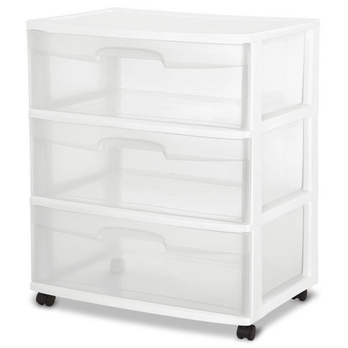 Sterilite 3 Drawer Wide Bin In White 15 1 4 X 21 7 8 X 24